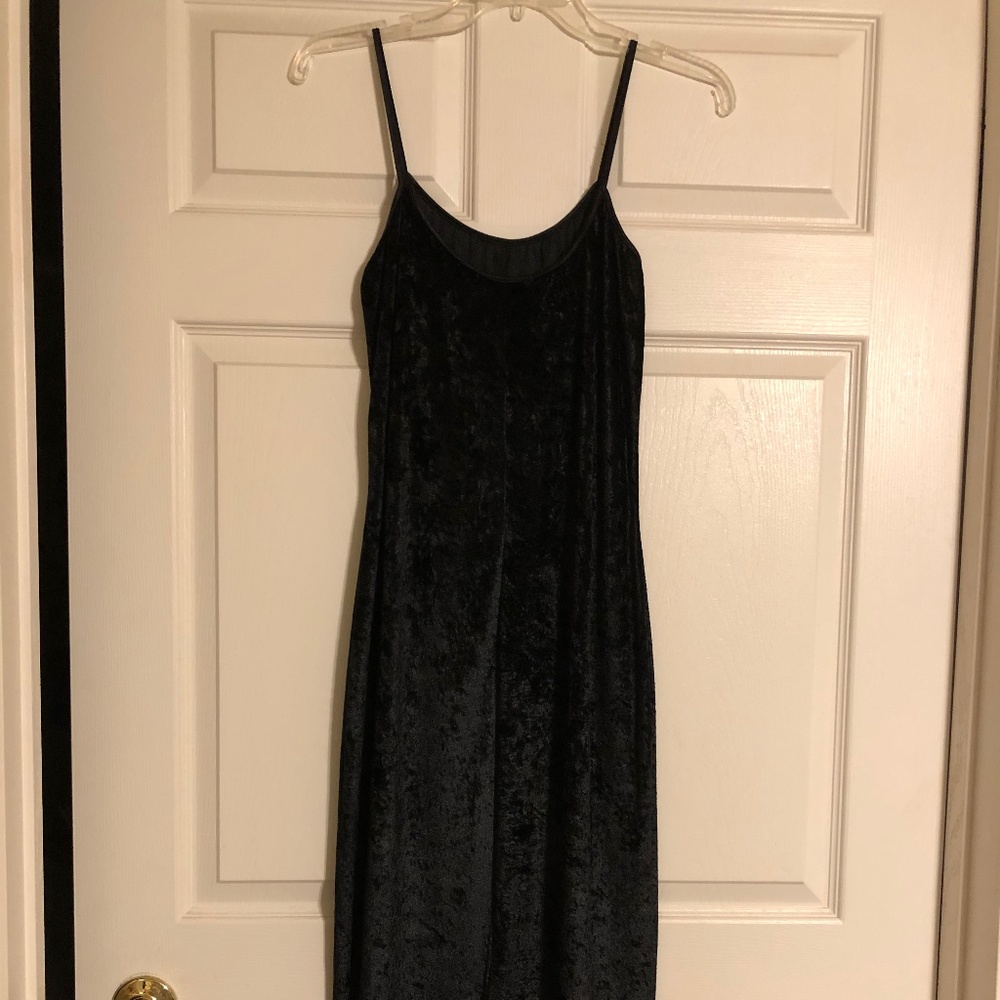 Sexy, vintage Rebellious, black slip dress, maxi, panne velveteen